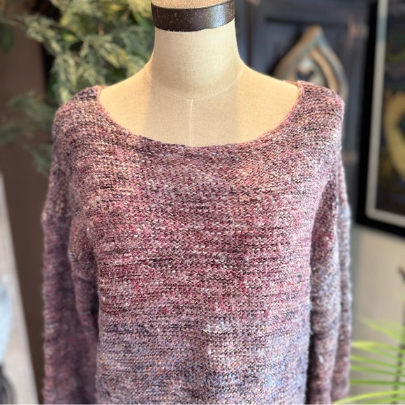 American Eagle soft oversized heathered mauve cozy sweater boat neck - Picture 2 of 14